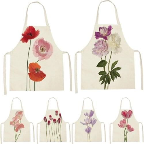 1 Pcs Simple Floral Print Sleeveless Apron ChildrenS Cleaning Family Men And Women Kitchen Accessories Waist Bib Anti-Fouling