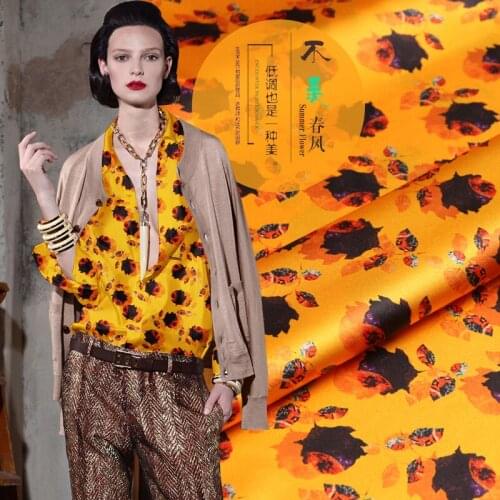 PRINTED SILK STRETCH SATIN 118cm width 19momme Pure Silk Fabric Pink Color Floral Printing Dress Sewing Material