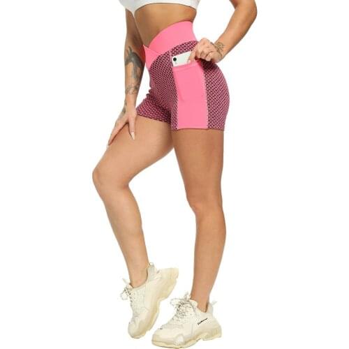 Yoga Shorts With Pockets Fitness Women High Waist Elastic Gym Clothing Butt Lifting Shorts Running Sportswear Workout Leggings