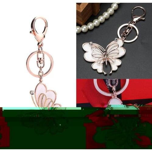 Elephant Parrot Diamond Rose Gold Keychain Metal Keyring Car Bag Pendant Accessories Girl Gift