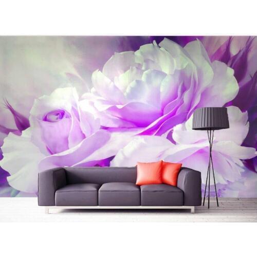 Stereoscopic 3d wallpaper Fantasy purple flower painting TV background wallpaper 3d mural wallpaper
