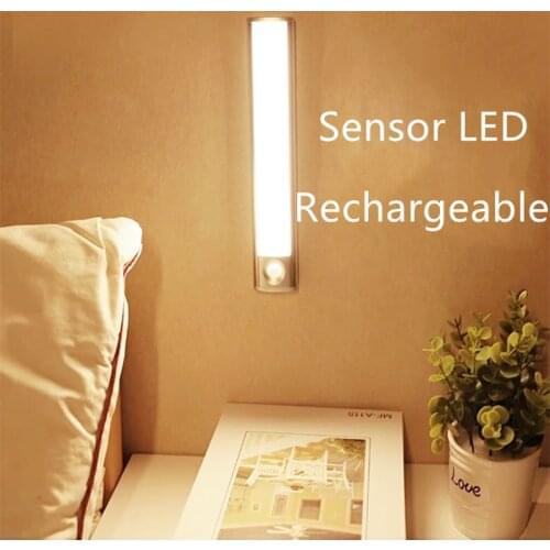 10/20/30/40/50/80 CM Under Cabinet Light Motion Sensor Thermal LED USB Rechargeable Ultra thin Aluminum Shell Lamp Night Light