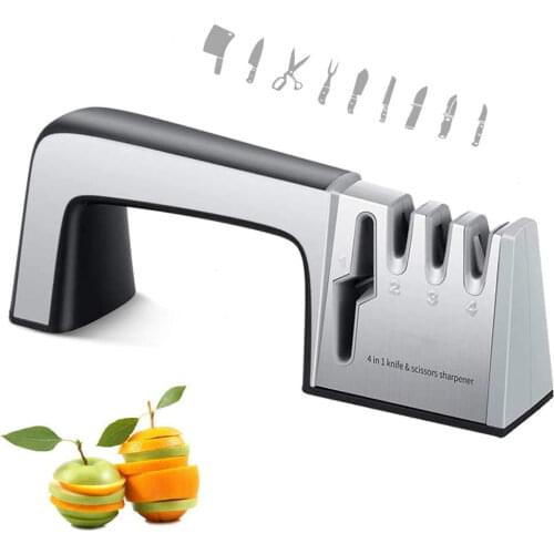 Knife Sharpener 4 In 1 Kitchen Scissor and Knife Sharpener Knives Shears Scissors Knife Sharpening Stone System Whetstone Tool