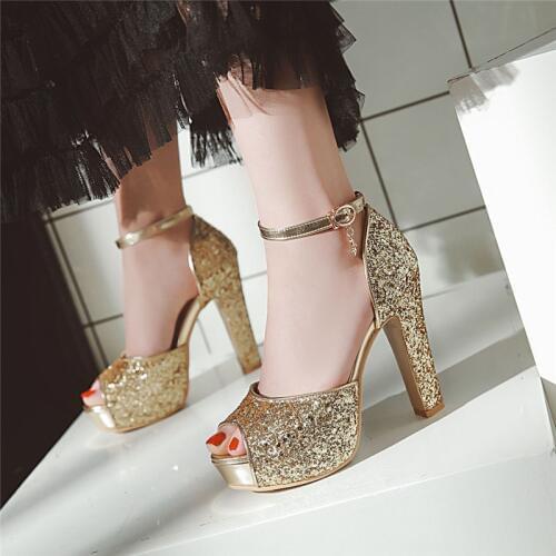 YMECHIC 2018 Summer Gold Silver Lady Party Shoes Platform Peep Toe Women Bling Ankle Buckle High Heel Sandals Wedding Brial Shoe