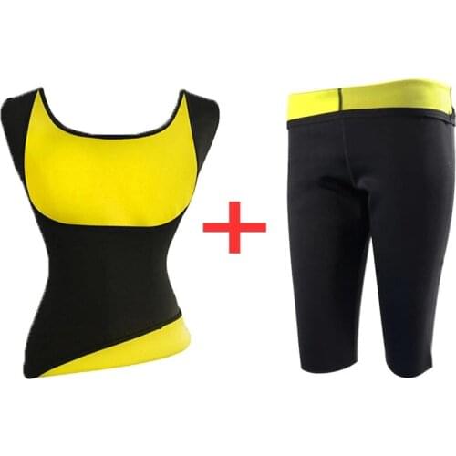 Women Waist Trainer Vest Slim Corset Neoprene Sauna Tank Top + Vest + Pant Weight Loss Body Shaper Shirt