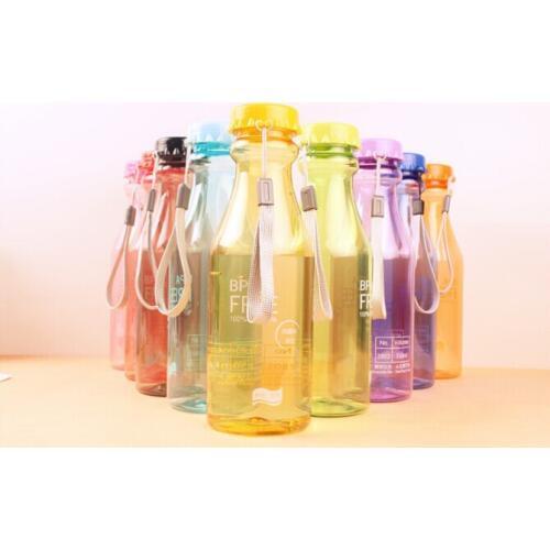 1PC 550ml Candy color unbreakable bottle sealed transparent plastic portable sport water bottle KB 1359