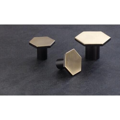 1PC Nordic Style Hexagon Solid Brass Cabinet Knob Cupboard Handle Door Pull Handles SimpleLife Brass Color Entryway Clothes Hook