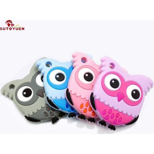 1PCS Silicone Teethers Animal Owl Baby Teether BPA Free Food Grade Silicone Chewable Charms Baby Teething Gift Toddler Toys