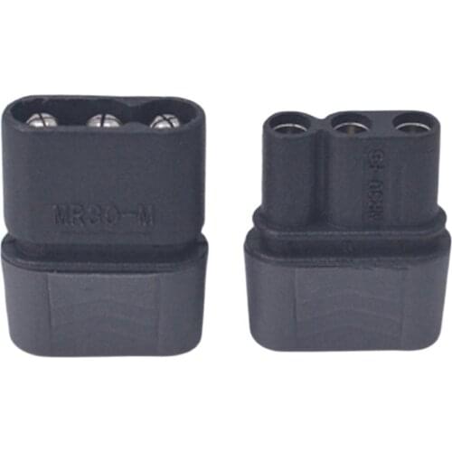 10PCS Aircraft Model Amass MR30 Black Three-core Connector Nickel-plated Male Female Plug Sheathed for RC UAV/FPV/Boat Battery