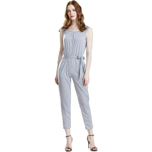 2020 Summer Sexy Sleeveless Outfit Round Neck Straps Backless Pencil Pants Sexy High Waist Women Casual Bandage Jumpsuit