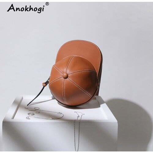 2021 Fashion Hat Shape Genuine Leather Women Shoulder Bag Hip-hop Solid Shell Ladies Crossbody Bags H396
