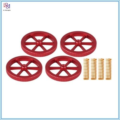 4pcs Aluminum Platform Leveling Hand Twist Nut + Spring For CREALITY Ender 3/3 Pro/3 V2, Ender 5/5 Plus 3D Printer Heatbed Parts