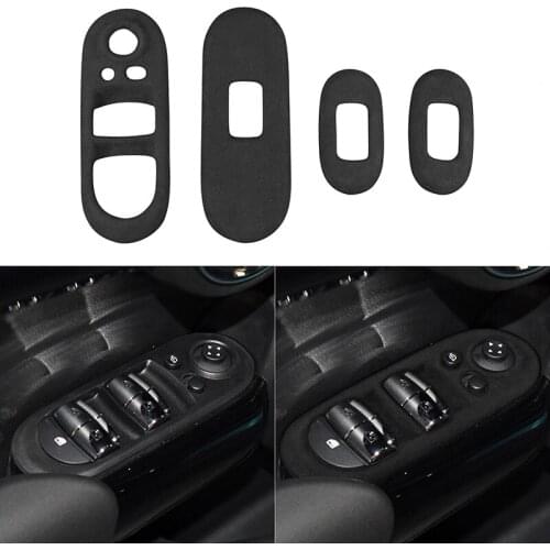 4PCS Suede Car Window Lifter Control Decorative Frame Panel Strip for BMW MINI Cooper F55 2015-2020 Car Styling Accessories