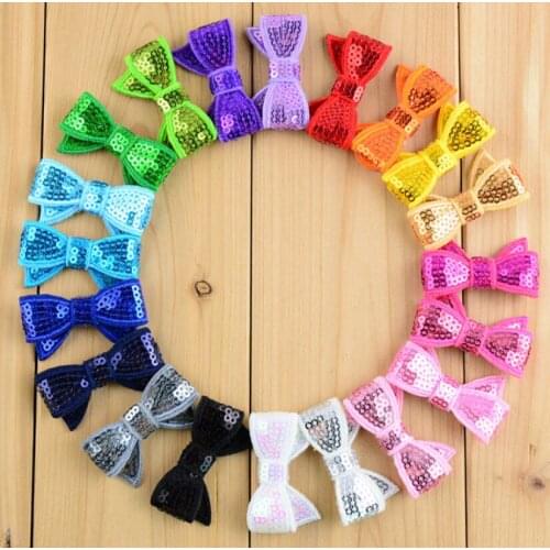 Whosale 1000pcs/lot 1.8" sequin bows girls mini hair bows flat back 27 colors all have any color u choose