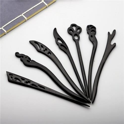 Antique Hanfu Imitation Ebony Hairpin Wooden Headwear Retro Handmade DIY Hair Accessories Female 1PCS