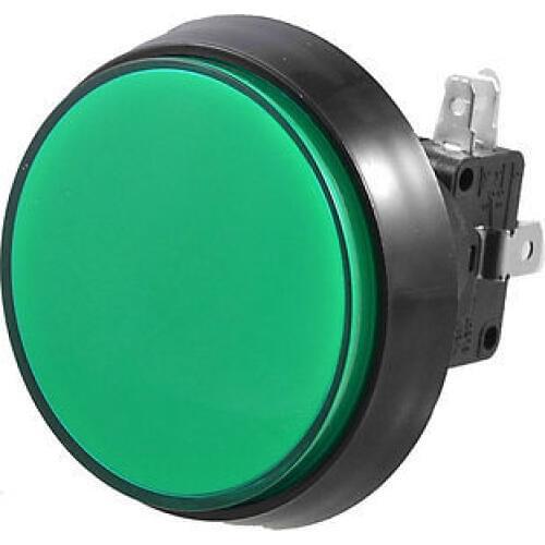 Arcade Game AC 250V 15A 52mm Dia Green Light Push Button + 1NC 1NO Micro Switch