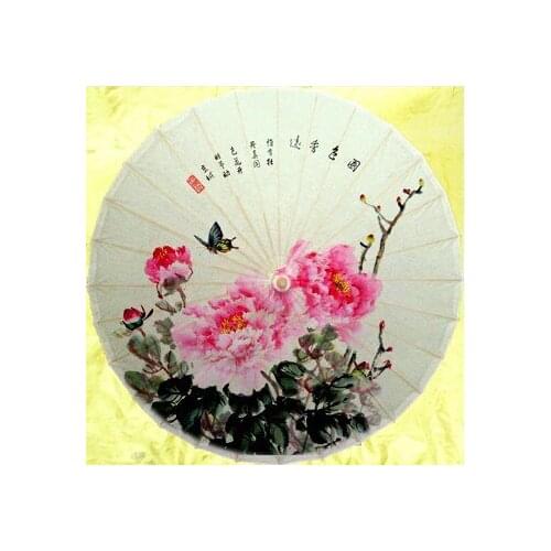 Free shipping butterfly and peony oiled paper umbrella dia 84cm anti-rain sunshade waterproof dance collection gift umbrella