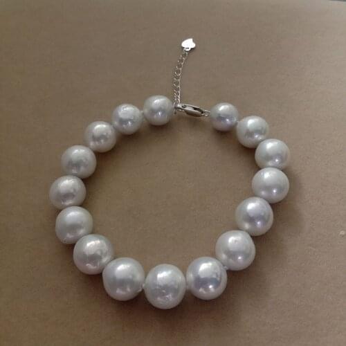Free shipping,high luster,100% nature freshwater pearl bracelet with 925 silver clasp ,big AA+ near round-diameter 11-13 mm