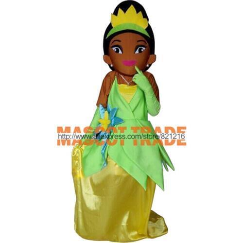 Princess Fancy Dress Brown Face Tiana Princess Mascot Costume For Christmas Stage Show