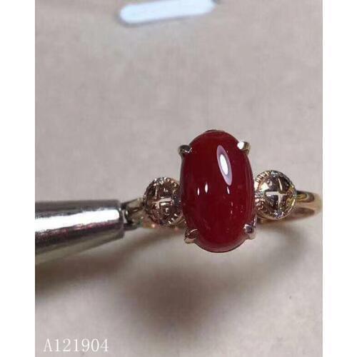 KJJEAXCMY boutique jewelry 925 sterling silver inlaid natural red coral gemstone female ring support test