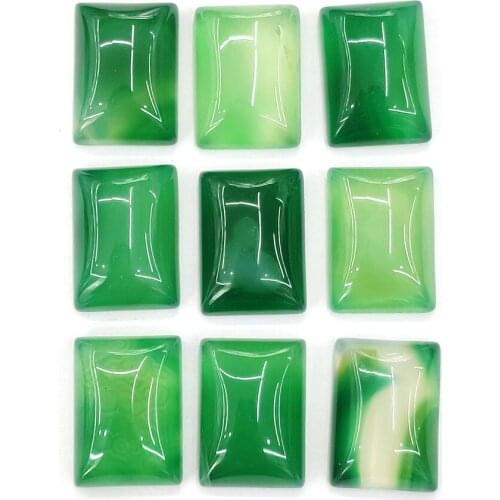 5pcs Natural Stone Rectangle Green Agate Imperforate Ring Face Bare Stone for DIY Handmade Fashion Necklace Jewelry Accessories