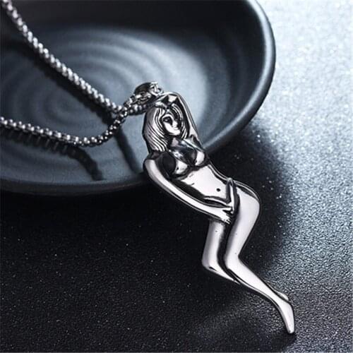 Beautiful Girl Pendant Necklace Made of Titanium Stainless Steel Fashion Beautiful Necklace