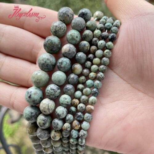 Round Faceted Natural Green Turquoises Stone Loose Beads 15" for DIY Women Men Necklace Bracelets Jewelry Making 4.6.8.10.12mm