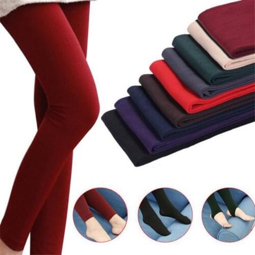 ALGUES 25%Spandex Winter Leggings Women Thick Warm Brushed Lining Stretch Fleece Pants Trample Feet Leggings Trampling Legging