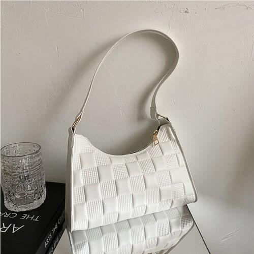 Fashion Embossed Female Bags PU Leather Woven Zipper Shoulder Bag Trendy Texture Luxury Design Handbags for Women 2021 Summer