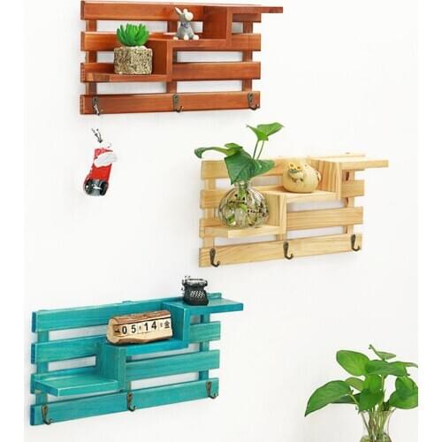 Wall Mounted Hanging Wood Stair Potted Plants Storage Rack Shelf Holder Home Restaurant Living Room Decor