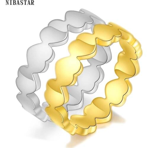 NIBASTAR Stackable Heart Surrounded for Women Ring Stainless Steel Cute Heart Ring for Best Friend Heart Jewelry