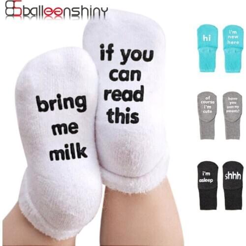 Balleenshiny Autumn and Winter Letters Creative Leisure Childrens Socks for Boys Girls Cotton Baby Socks Kids Socks for 0-2Y