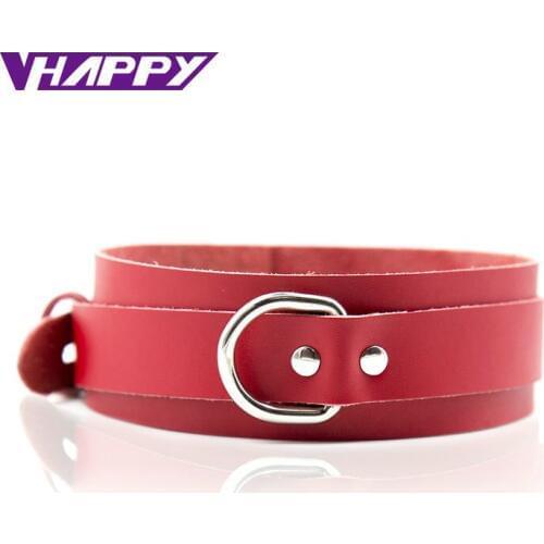 Genuine Leather Slave Collar Sex Toys shop For Couples woman men Sex Adult Game Neck With Metal Chain Collar Ring bdsm bondage