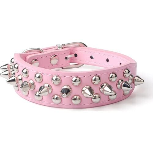 Pet Dog Spiked Collar Rivet Collar Neck Strap Bulldog Collars Leather Puppy Dog Leash Cat Collars Yorkshire Terrier Pitbull