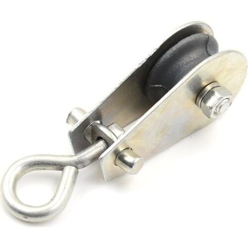 Durable Single Swivel Lifting 0.3" Rope Pulley Roller Block Sheave 0.03 Ton Metal Single Wheel 1 Pc