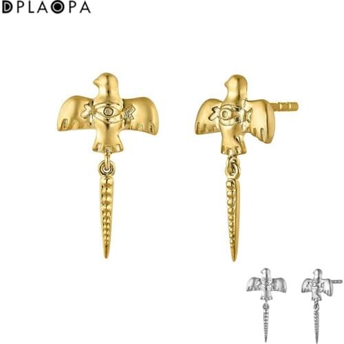 DPLAOPA 925 Sterling Silver Gold Plated silver bird Motif Earrings 2021 Women Luxury Jewelry Clips Piercing Wedding Jewelry