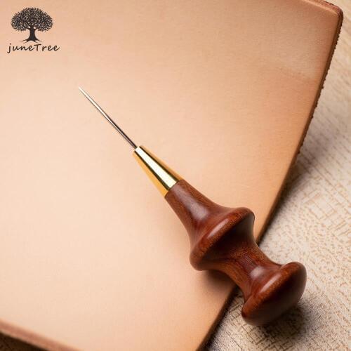 Junetree Stitching Awl with Conical Shape Blade cutter cutting leather cut with good wooden handle professional leather craft