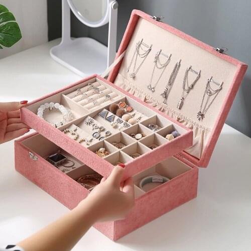 Jewelry Box Earrings Storage Box Earrings Jewelry Box Net Red Ins Jewelry Box Necklace Ring Large Capacity Storage Box