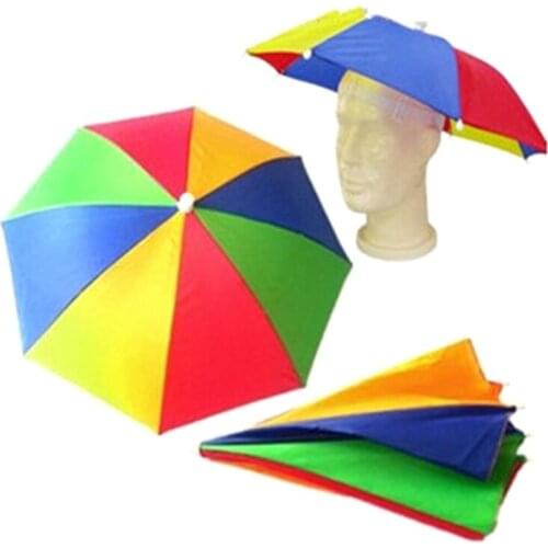 Foldable Umbrella Hat Camping Fishing Headwear Cap Beach Sunscreen Rain Hats Waterproof Hiking Cycling Umbrellas Colorful Caps
