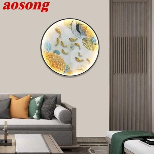 AOSONG Contemporary Wall Light Fish Figure LED Sconces Round Lamp Creative For Home Stair