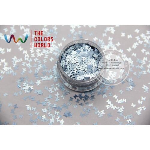 TCJ105 Pearlescent Light Blue Colors Butterfly shape 3.0MM Size Glitter for nail Art nail gel makeup or DIY decoration