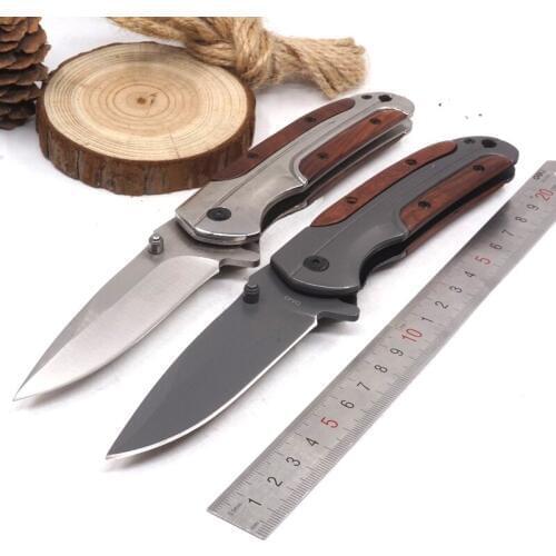 Titanium Folding Tactical knife Pocket Knife Hunting Survival Knives 3Cr13 Blade wood Handle Camping EDC Tools Multitool