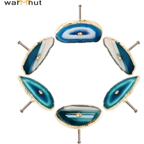 WarmHut 1 Pc Cabinet Drawer Knobs Natural Agate Pull with Gold Plating Edge Decorative Unique Cabinet Cupboard Dresser Handles