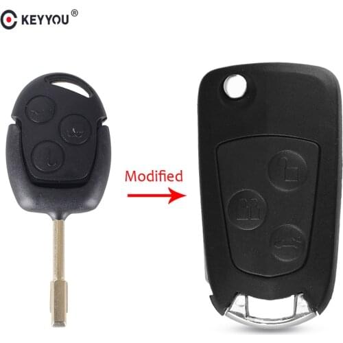 KEYYOU Replacement 3 Buttons Remote Folding Key Flip Shell Case Cover Uncut Blank For Ford Focus Mondeo