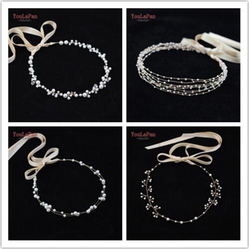 YouLaPan Low discount Wedding Headband 100% Handmade Pure Pearls Wedding hair accessories for Women Wedding Hair Accessories