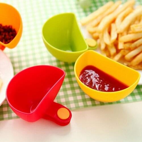 1Pc Spice Bowl Dip Assorted Clip Bowl Seasoning Sugar Salad Tomato Sauce Dishes Kitchen Dip Containers For Spices Clip Bowl