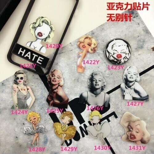 1PCS Cartoon Classic star Badge Icons Acrylic costumes Badge Broche Marilyn Monroe Brooch Accessory Scarf Pin