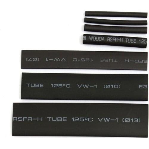 127pcs/lot Heat Shrink Tubing 7.28m 2:1 Black Tube Car Cable Sleeving Assortment Wrap Wire Kit with Polyolefin Tub