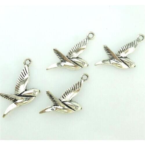 15pcs 15239 Antique Silver 31.5*20mm Fly Bird Charms Pendant For Jewelry Making Bracelet Vintage Accessories