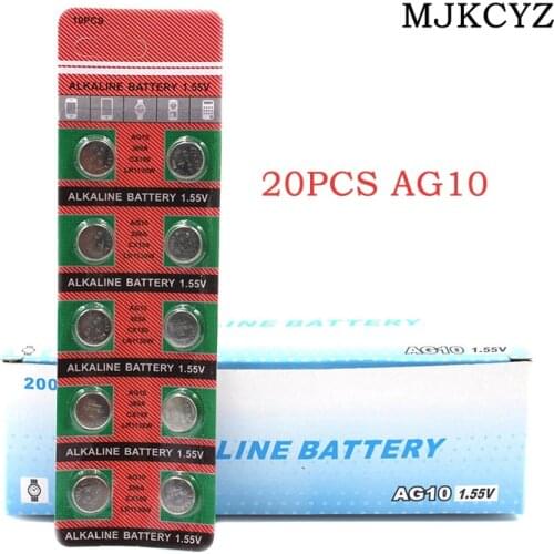 20pcs button battery ag10 1.55V watch battery sr54 389 189 LR1130 sr1130 toy remote control